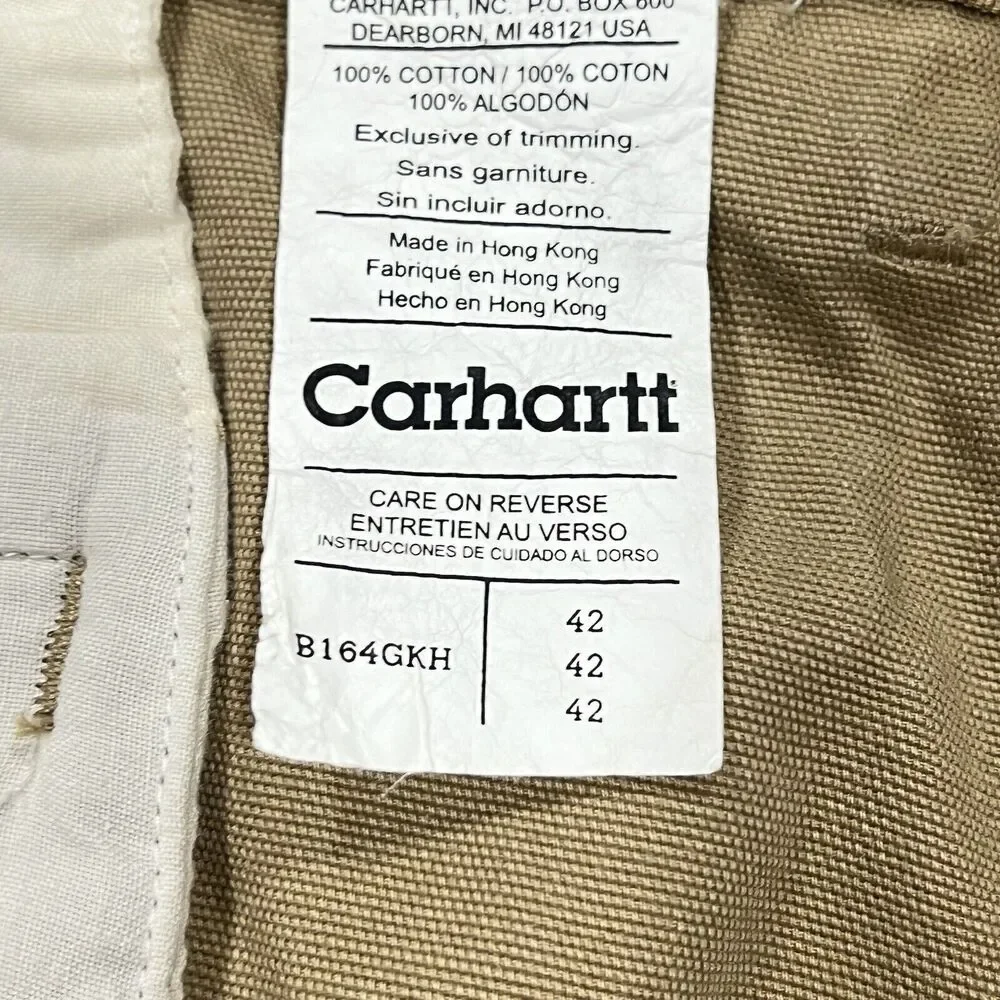 Carhartt Men's Cargo Beige Khaki Canvas‎ Cotton Work Utility Shorts B164 Size 42